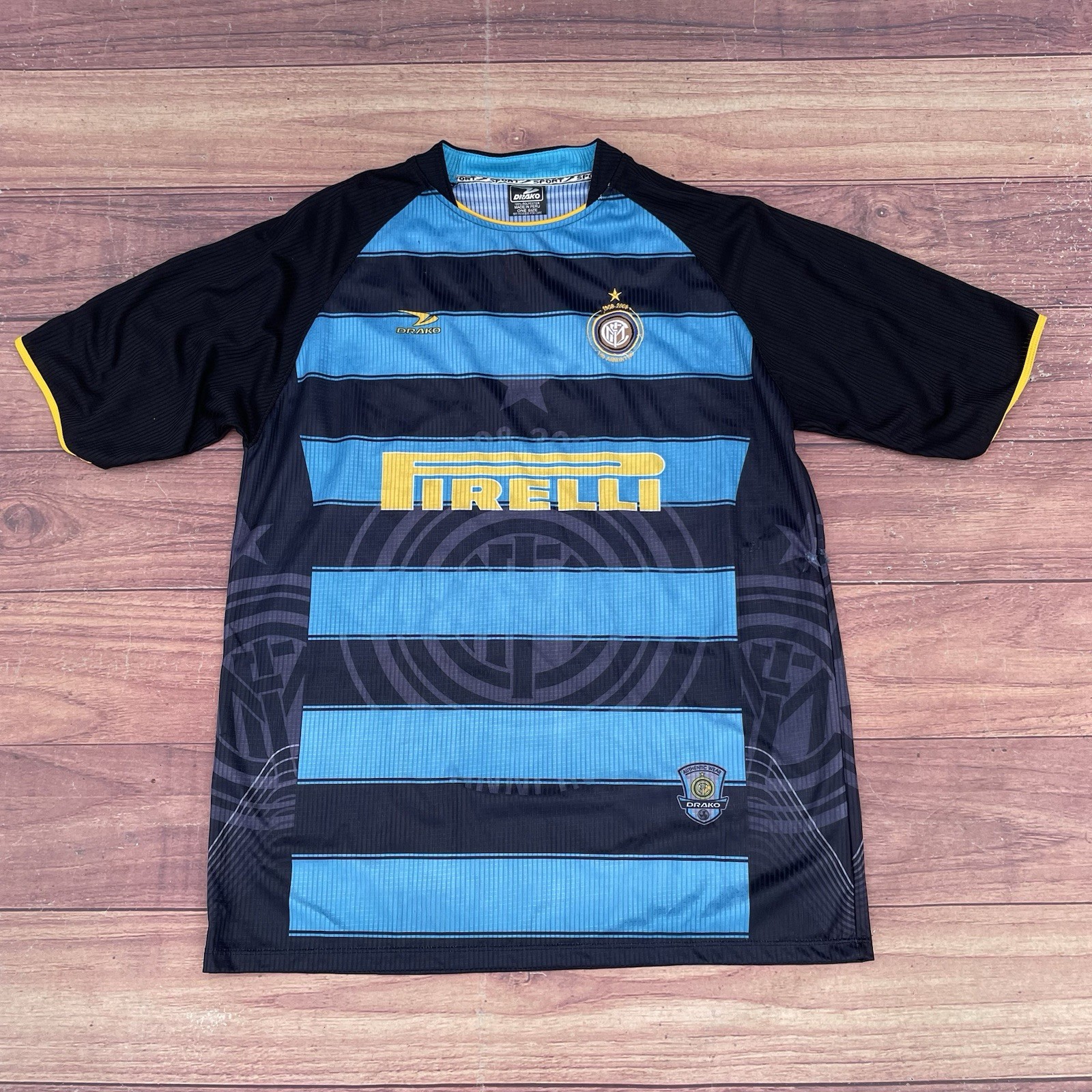 Vintage Y2K Drako 100 Year Anniversary Pirelli Inter Milan Soccer Jersey Mens OS