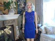 New Michael Kors Collection 100% Silk Blue SheathDress w/Floral 3D Detail Size 4