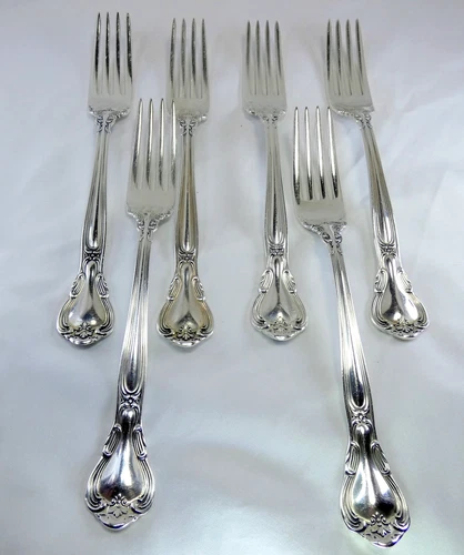 SET 6 Gorham CHANTILLY Sterling Silver Dinner Forks 7” No Mono 324 grams