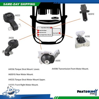 DNJ MMK1024 New Engine Motor Mount Trans. 4wd Kit For 07-11 Honda CR-V 2.4L DOHC