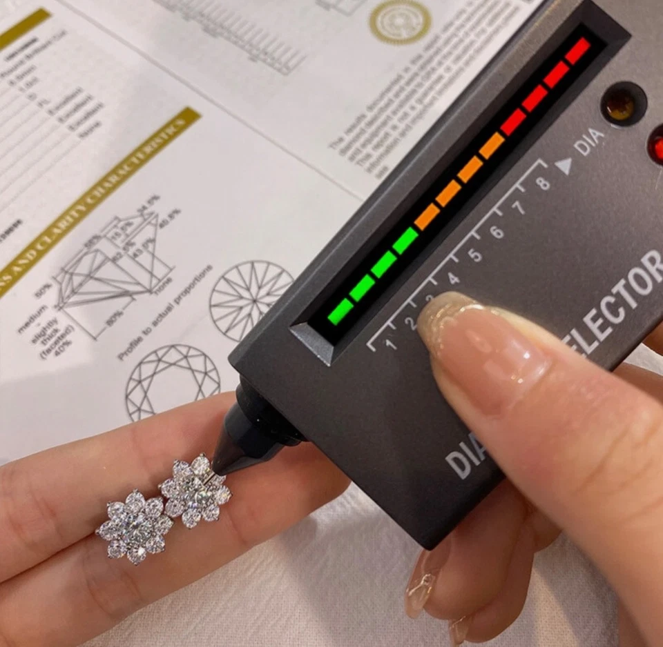 1KT D, VVS1 Moissanite Sonnenblume Ohrringe 18K Platin Finish 925 Silber Schmuck - Bild 4 von 4