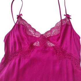 Agent Provocateur Dark Pink Silk Chemise S/M  Stretch Lacy Luxury Slip Sz 3