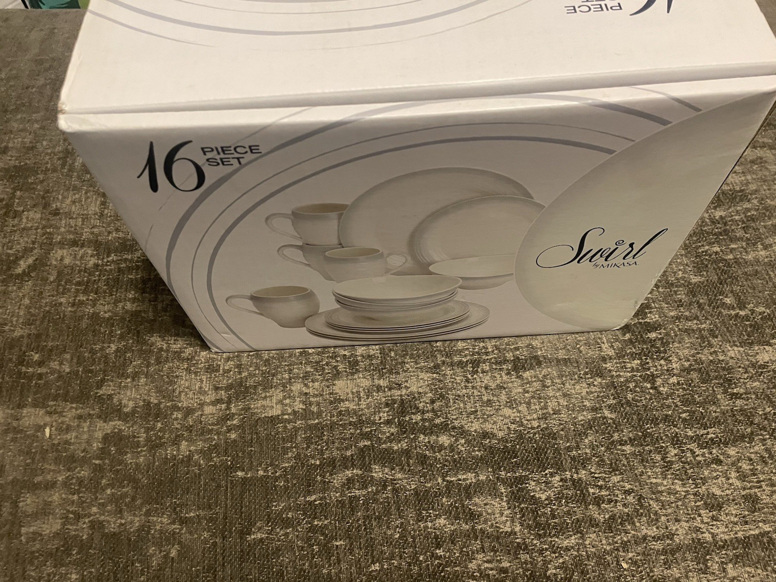 Mikasa Swirl Ombre Grey 16 Piece Dinnerware Set, Service for 4, Gray 5198198