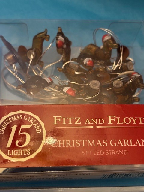 String. Sign Fitz Fitz And Floyd LED String 15 Lights BROWN PUPS/HATS Xmas Garland 5ft 4 ...