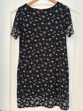 MICHAEL Michael Kors Black White Ditsy Floral Shift Dress Short Sleeve Jersey