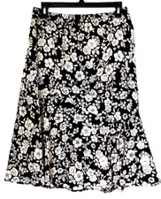 Sag Harbor Black Beige Floral Lightweight Skirt Hem Flounce Detail 8