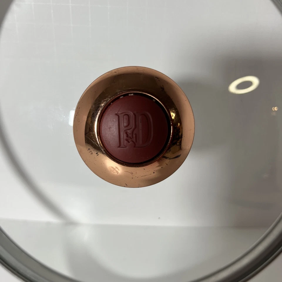9.5" Paula Dean Repuesto Tapa Cristal Pequeña Redonda Cobre Rojo Mango GLA 1302021 Foto 2 de 4