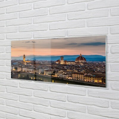 Tulup Glasbilder 125x50 Wandkunst Italien Panorama Kathedrale Berge