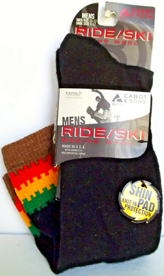 CABOT & SONS Ride/Ski Socks Men Black/Brown/Green/Orange/Yellow, Sz 10-13, NEW