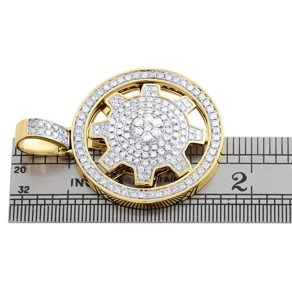 2 ctw имитация бриллианта 14K желтое золото над спиннер колесо круг подвеска 1,75" - Изображение 4 из 4