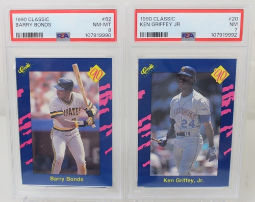 2 Vintage Graded Card Lot 1990 Classic PSA 7 & 8 Barry Bonds Ken Griffey Jr.