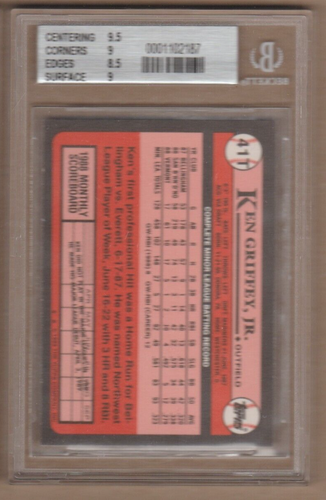 KEN GRIFFEY JR. 1989 Topps Traded Rookie Card #100T SP RC Graded BGS 9 (MINT) - Picture 2 of 2