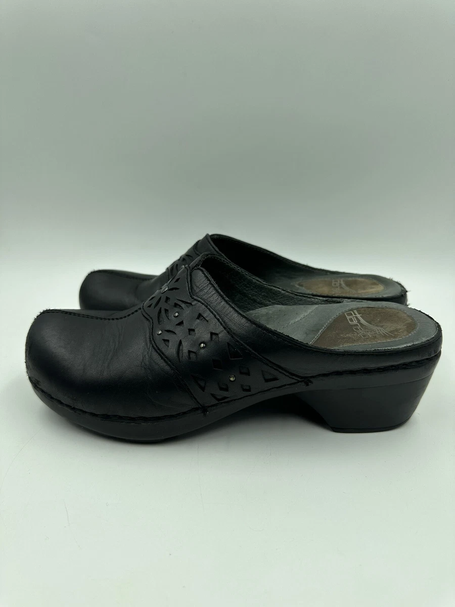 Dansko Slip On Shyanne Womens Size 7.5 8 38 Leather Heels Clogs Shoes 9820020200