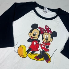Disney Mickey & Minnie Mouse Raglan 3/4 Sleeve Graphic Tee Shirt Womens Size XL