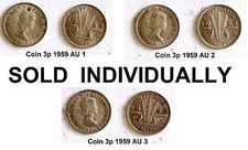 Choice QUEEN ELIZABETH 1959 Australia THREE PENCE Pre-Decimal 3p Silver Coin QE2