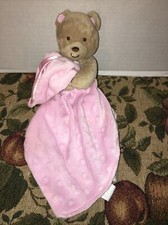 VGUC-8 Carter's Child Of Mine Plush Rattle Brown Bear Pink Security Blanket
