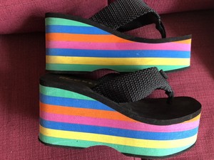 rocket dog rainbow flip flops
