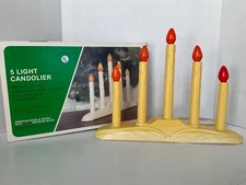 Candolier Christmas Window Candle 5 Light Orange Bulbs C7