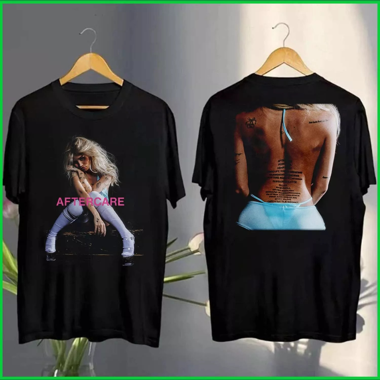 Nessa Barrett 2025 AFTERCARE Album Cover Black T-Shirt