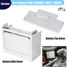 Chrome Battery Box Side Cover Top Lid Kit For Harley Dyna 1997-2005 FXDWG FXDL