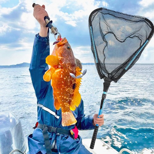 Foldable Pole Fishing Net Landing Mesh Fish Catch Folding Handle Lightweight New - Picture 12 of 14