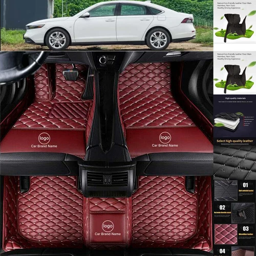 For Honda Accord Car Floor Mats Luxury Custom All Weather PU Leather Carpets - Picture 18 of 35