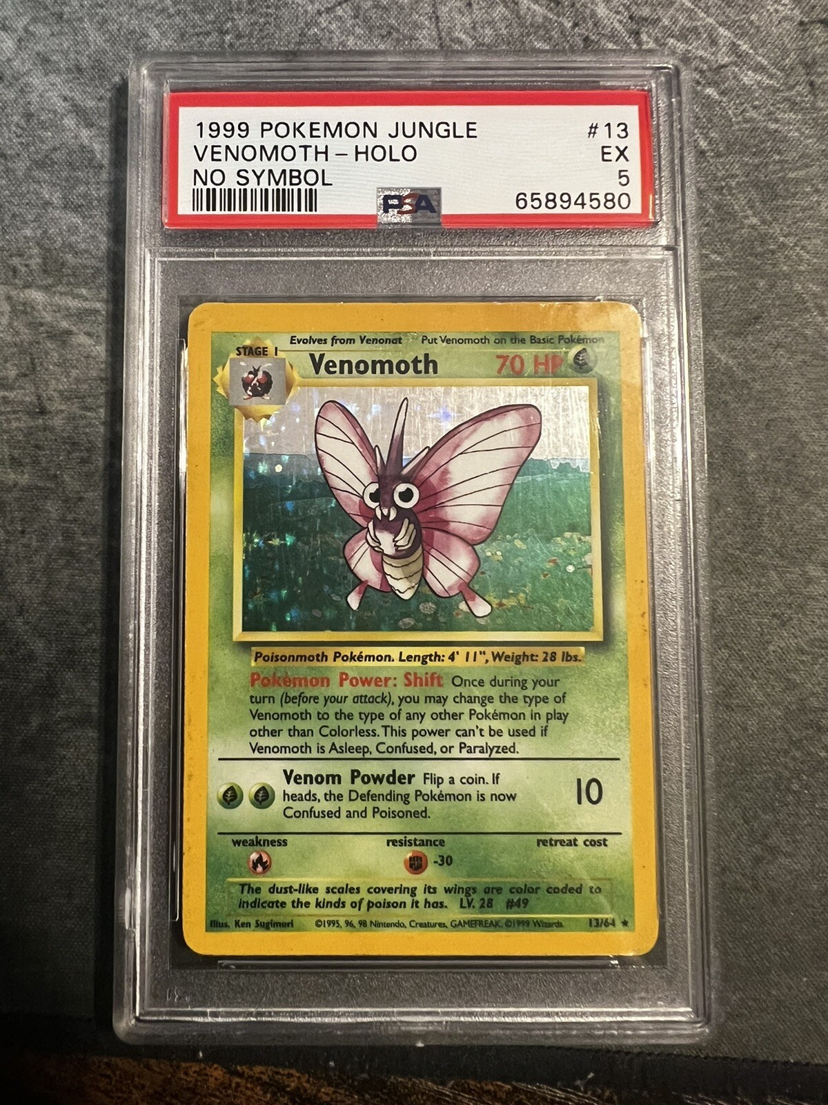 PSA 5 NM-MT Venomoth HOLO NO SYMBOL ERROR Pokemon Jungle WOTC 13/64 1999