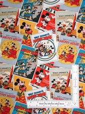 Fabric with Disney Mickey Mouse Classic Posters CP73661 Cotton By the Yard