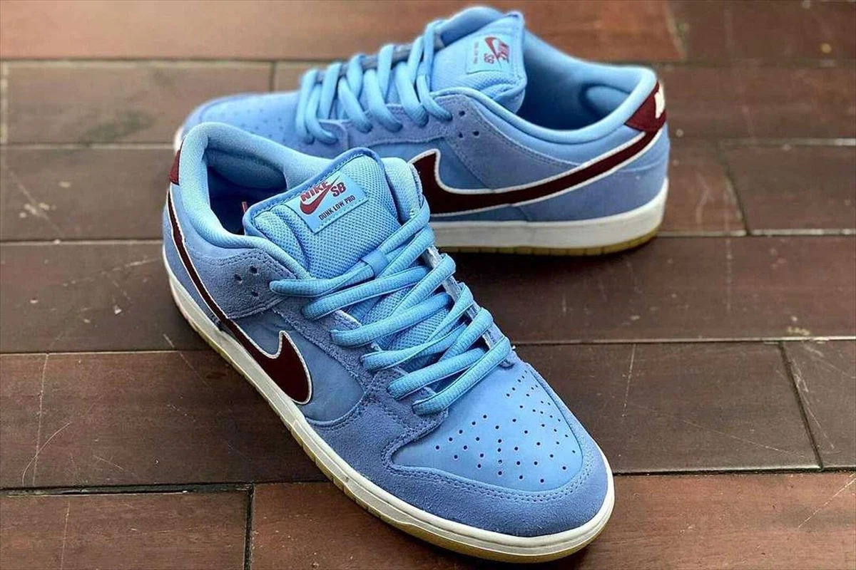 Nike SB Dunk Low Pro Phillies Valor Blue and Team Maroon DQ4040-400 US 7