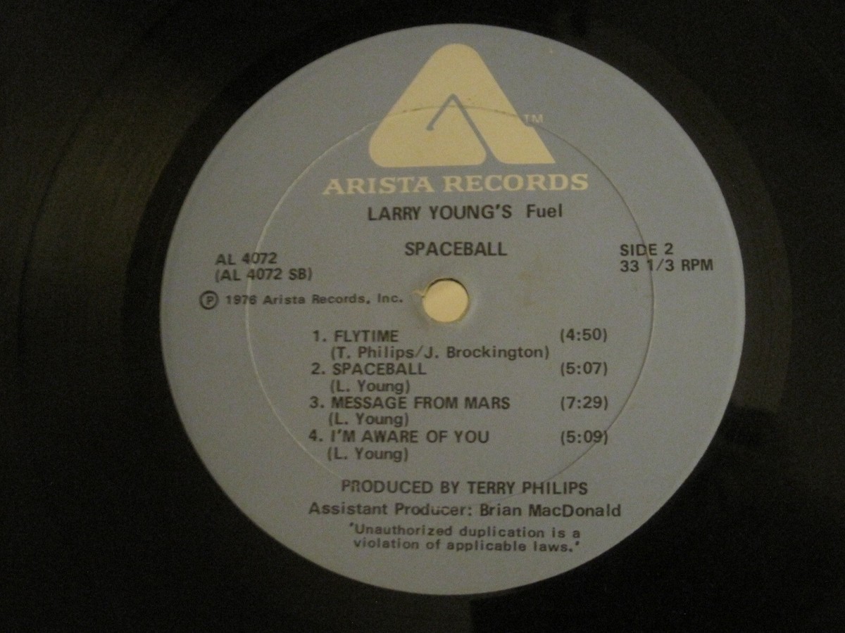 LARRY YOUNG'S FUEL SPACEBALL LP ORIG '76 ARISTA AL 4072 JAZZ