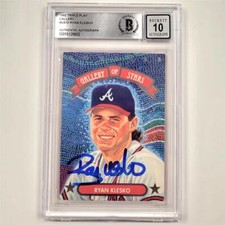 Ryan Klesko signed 1992 Leaf Donruss Gallery of Stars #GS10 RC card BAS 10 auto