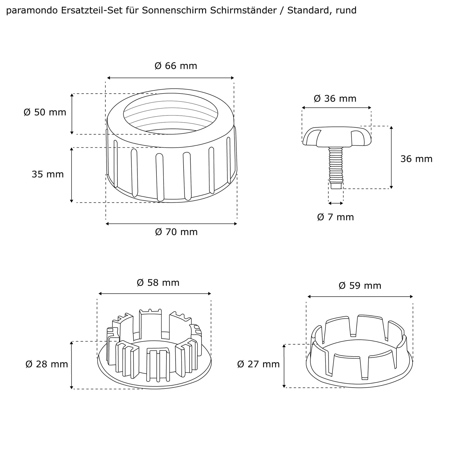 Ersatzteil Set Ersatzteile Sonnenschirm Ständer Schirm