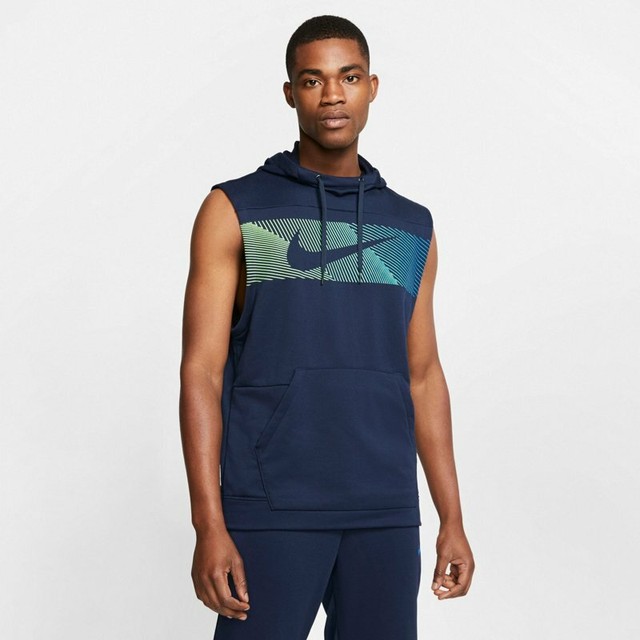 Nike Drifit Men's Sleeveless Pullover Training Hoodie Cj4423 Blue Size
