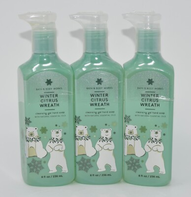 #ad 3 NEW BATH amp; BODY WORKS WINTER CITRUS WREATH CLEANSING GEL HAND SOAP WASH PUMP $21.99