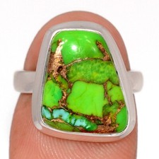 Composite Copper Green Turquoise 925 Sterling Silver Ring Jewelry s.6 CR74723