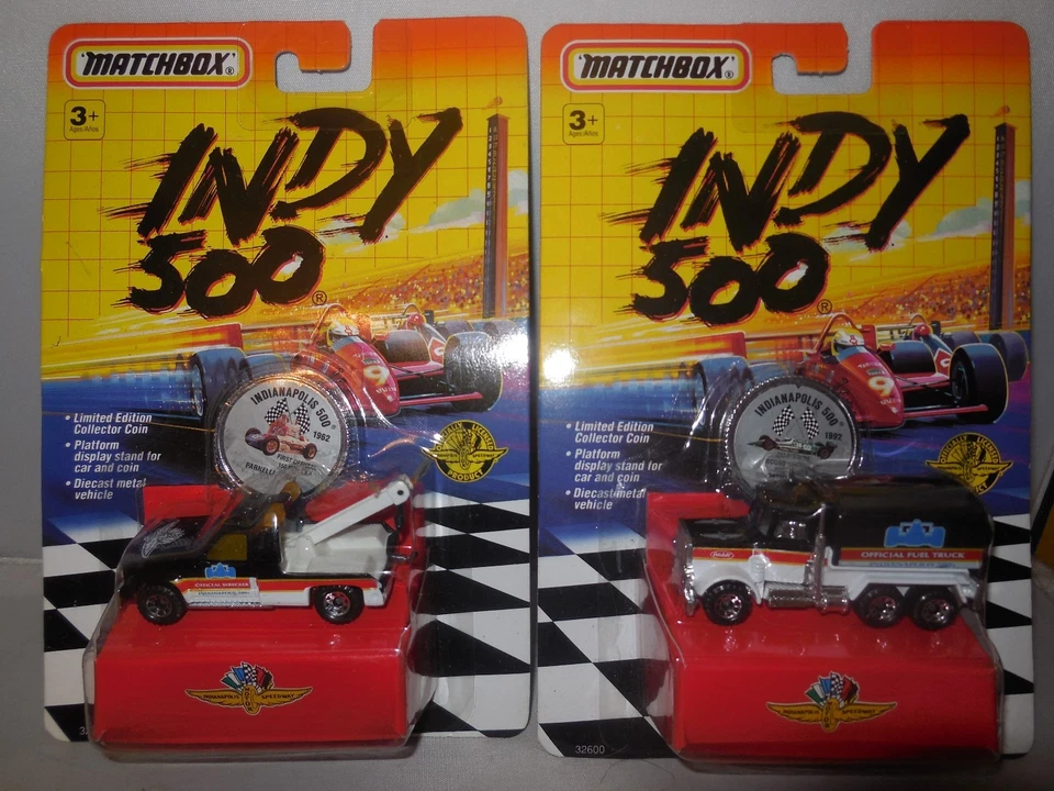 3 1992 matchbox indy 500 cars 1 fuel truck/ 1tow truck/ 1 race car / all new - Image 2 of 4