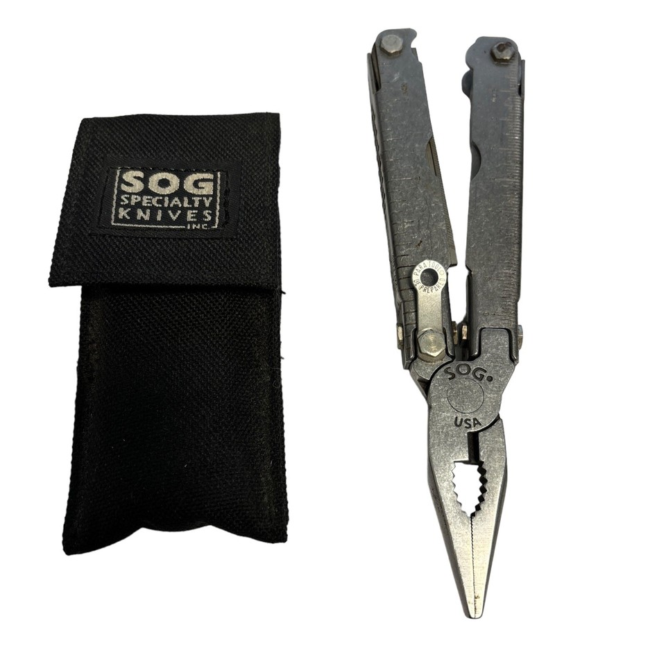 The SOG Paratool is a legendary USA-made multi-tool with serious military DNA — a vintage example with original sheath is the real deal for collectors.