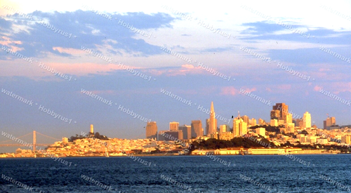 San Francisco Skyline al tramonto 1999 diapositiva 35 mm originale - Foto 1 di 2