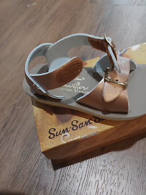 New Sun-San Salt Water Sandals,surfer style hook loop, rose gold