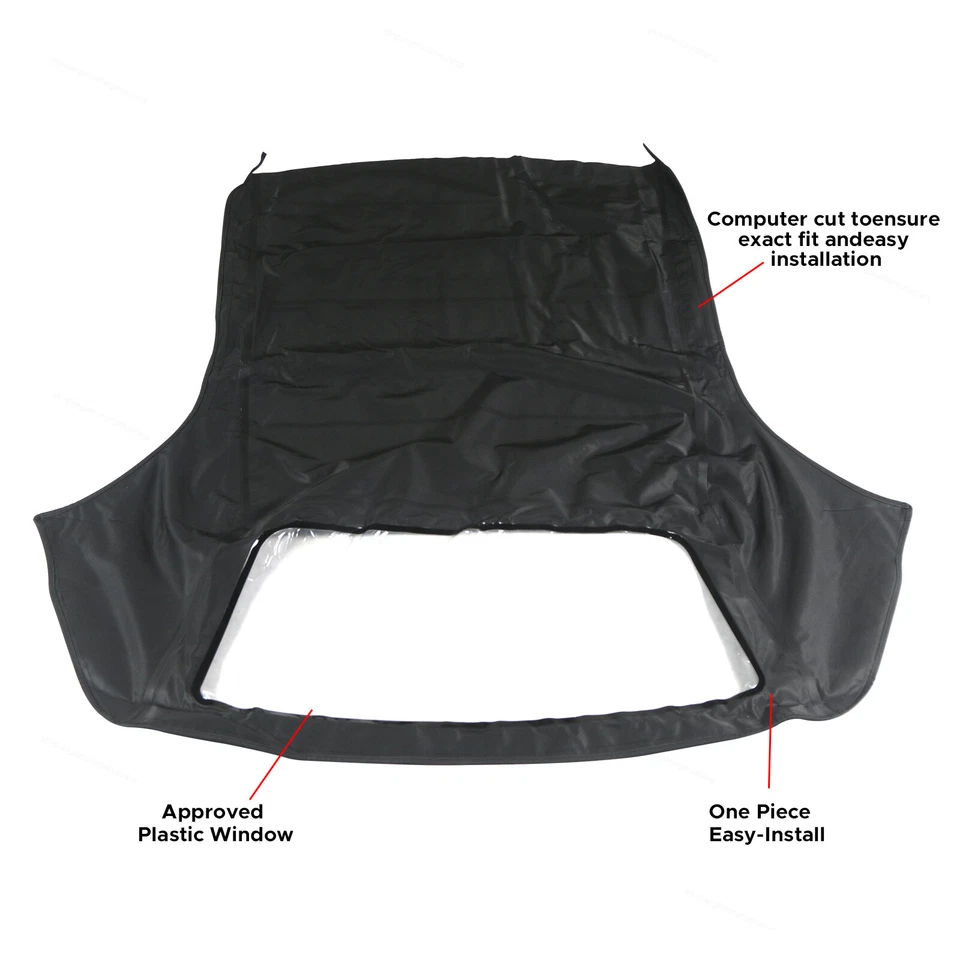 Fit For Mazda Miata Convertible 1990-2005 Black Plastic Window & Soft Top New - Image 4 of 4