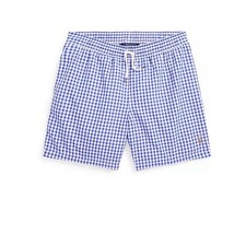 Polo Ralph Lauren Traveler gingham swim trunks in a blue and white check Boys S8