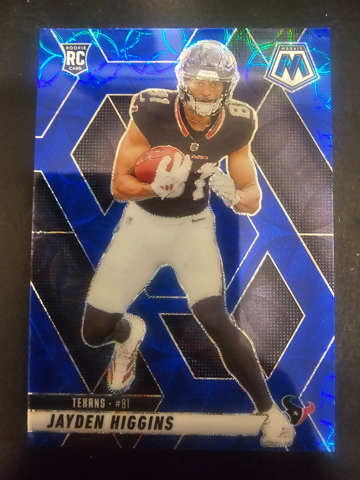 2025 Panini Mosaic Jayden Higgins Blue Scope Prizm RC #346 Texans