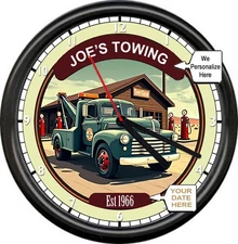 Personalized Your Name Towing Tow Truck Driver Company Recovery Sign Clock