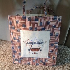 Longaberger Homestead Small Tote bag Patriotic Embroidered Americsn Flag Lunch