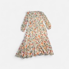 NWT Eliza J Size 16 Floral Long Sleeve Tiered Midi Dress White Pink