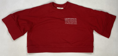 Ottod'Ame  Crewneck Crop Sweatshirt Women Size 8 Red Short Sleeve