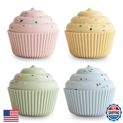 Mushie Silicone Mix & Match Cupcake Stacking Toy 4-Pack - Mold Free