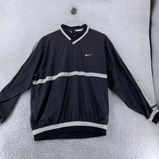 Nike FIT Pullover Windbreaker Mens Large Black Gray V-Neck Golf Windshirt
