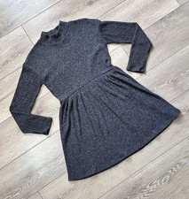 Roolee Mock Neck Long Sleeve Sweater Mini Dress Women’s S Gray Boho Lagenlook