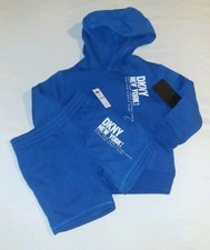 DKNY Boys Toddler 2pc Royal Blue Hooded Jogger Short Set - 4T